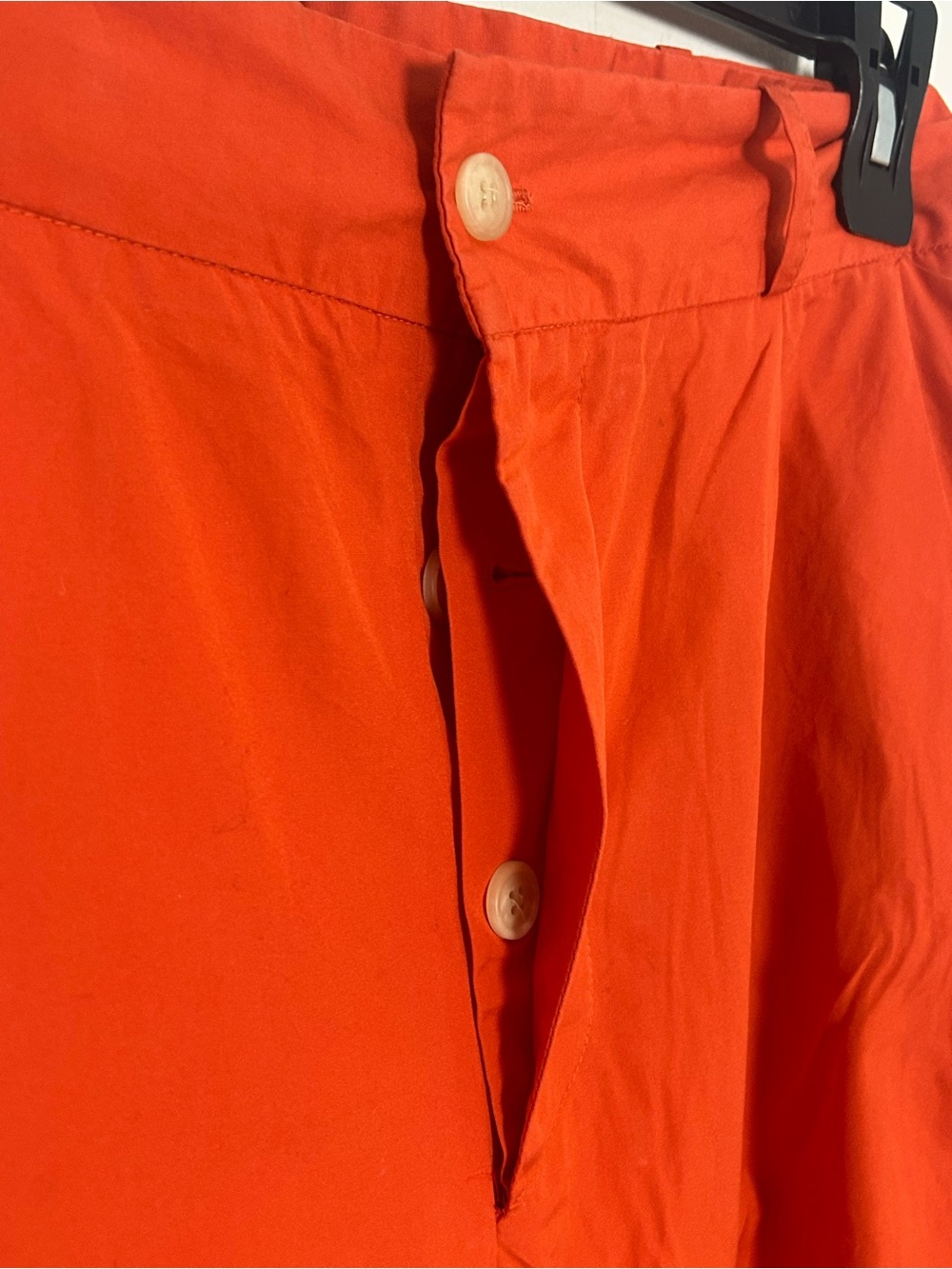 Gallego Desportes Orange Cotton Pleated Wide Leg Pants Size S Made in France - Picture 3 of 6